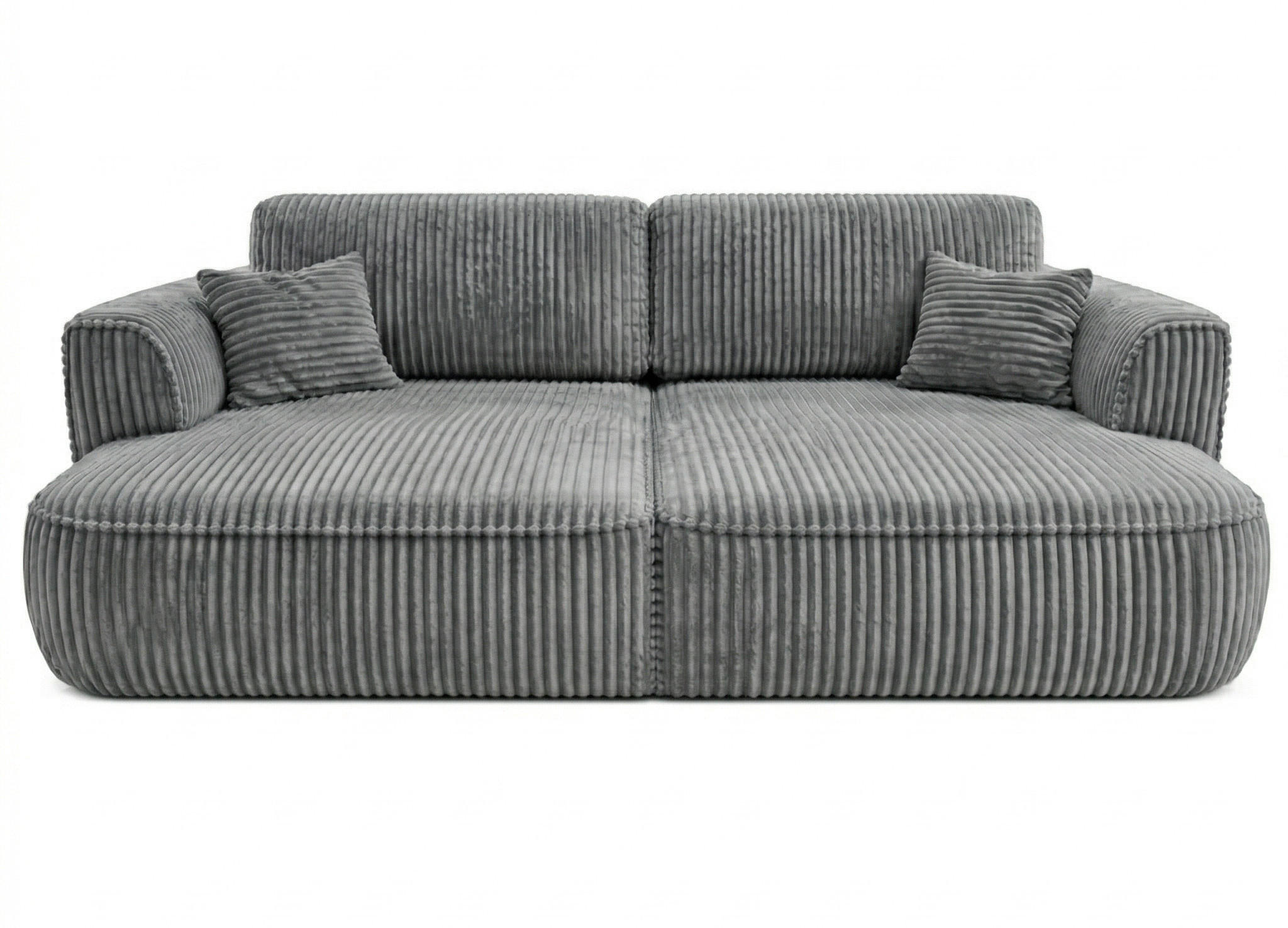 BIGSOFA COZI, Grau mit Cordbezug - Grau, Kunststoff/Textil (240/87/180cm) - KS Home Concept