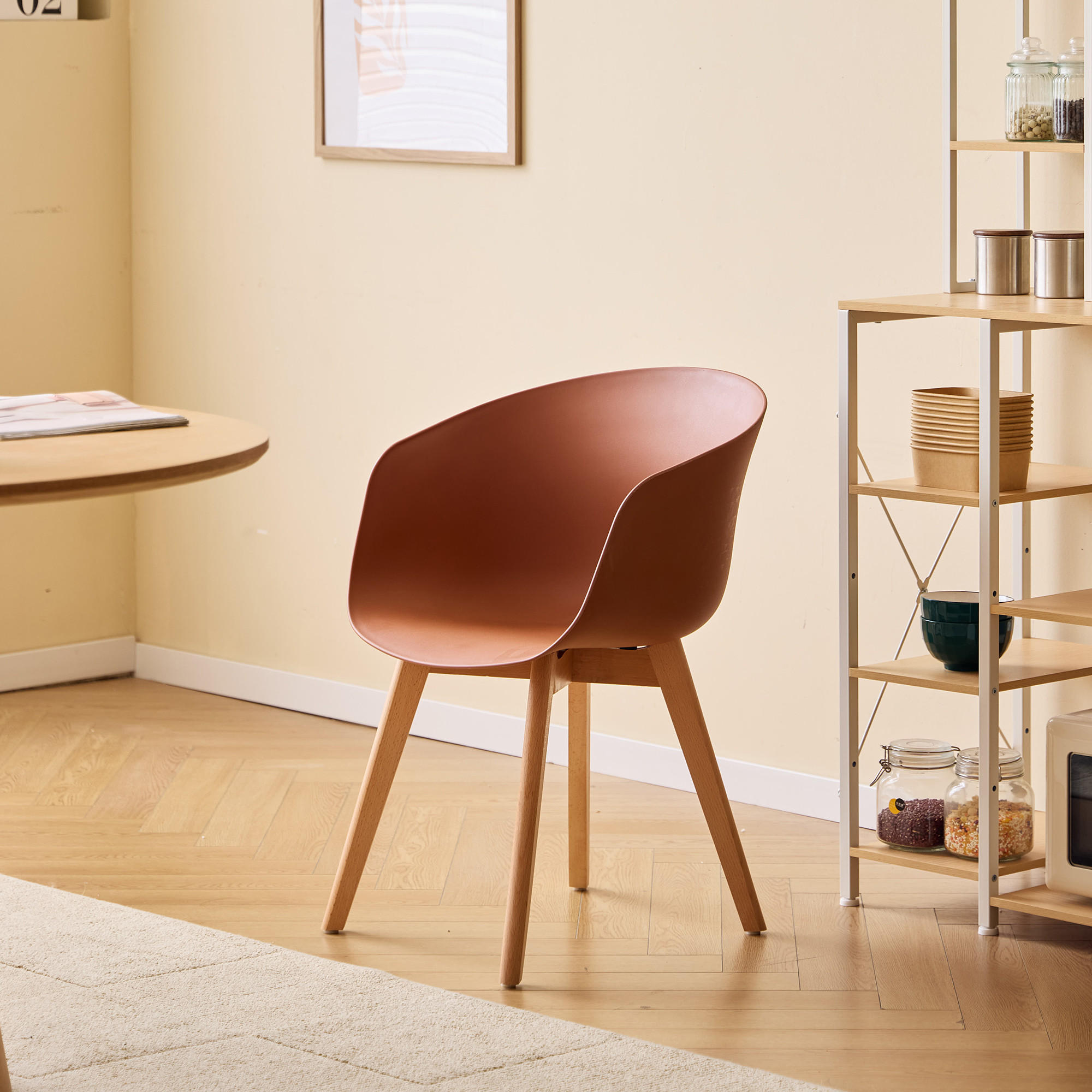 STUHL 4er-Set Polypropylen Terracotta - Rot, Kunststoff (55/76/56cm) - Nordlys