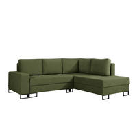 ECKSOFA mit Schlaffunktion Rechts Grün Chenille - 245x200 cm - Trevi - Schwarz/Grün, Holz/Holzwerkstoff (245/200cm) - Ravio