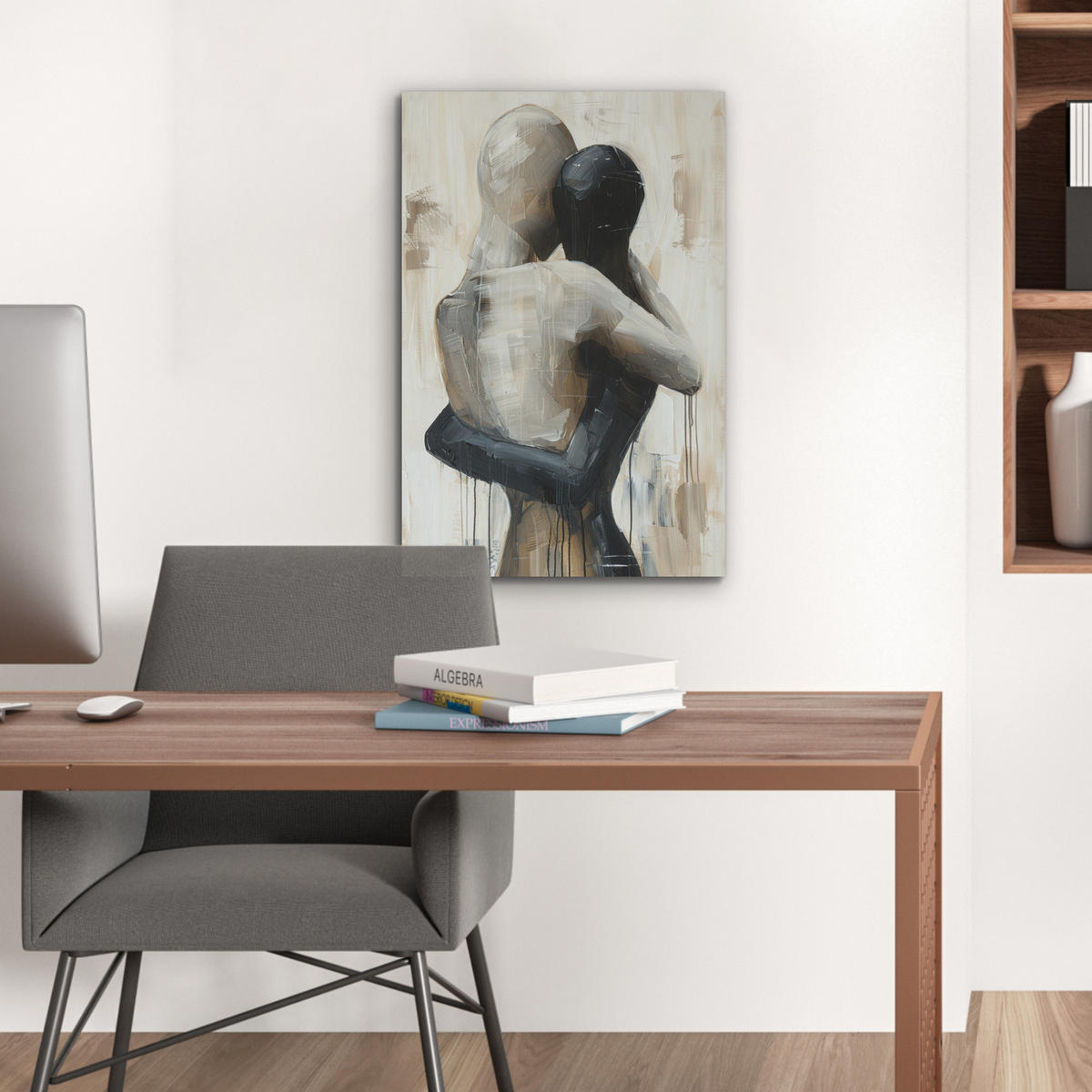 AKUSTIKBILD Abstrakt - Liebe - Schwarz und weiß - Modern Kunstdruck Schlafzimmer 50x70 cm - Schwarz, Kunststoff (50/70/0.9cm) - MuchoWow