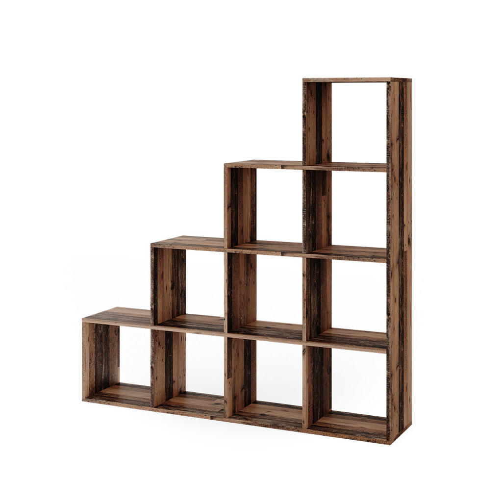 Vicco SCHODIŠŤOVÝ REGÁL Starožitné dřevo 142.5 x 140 cm