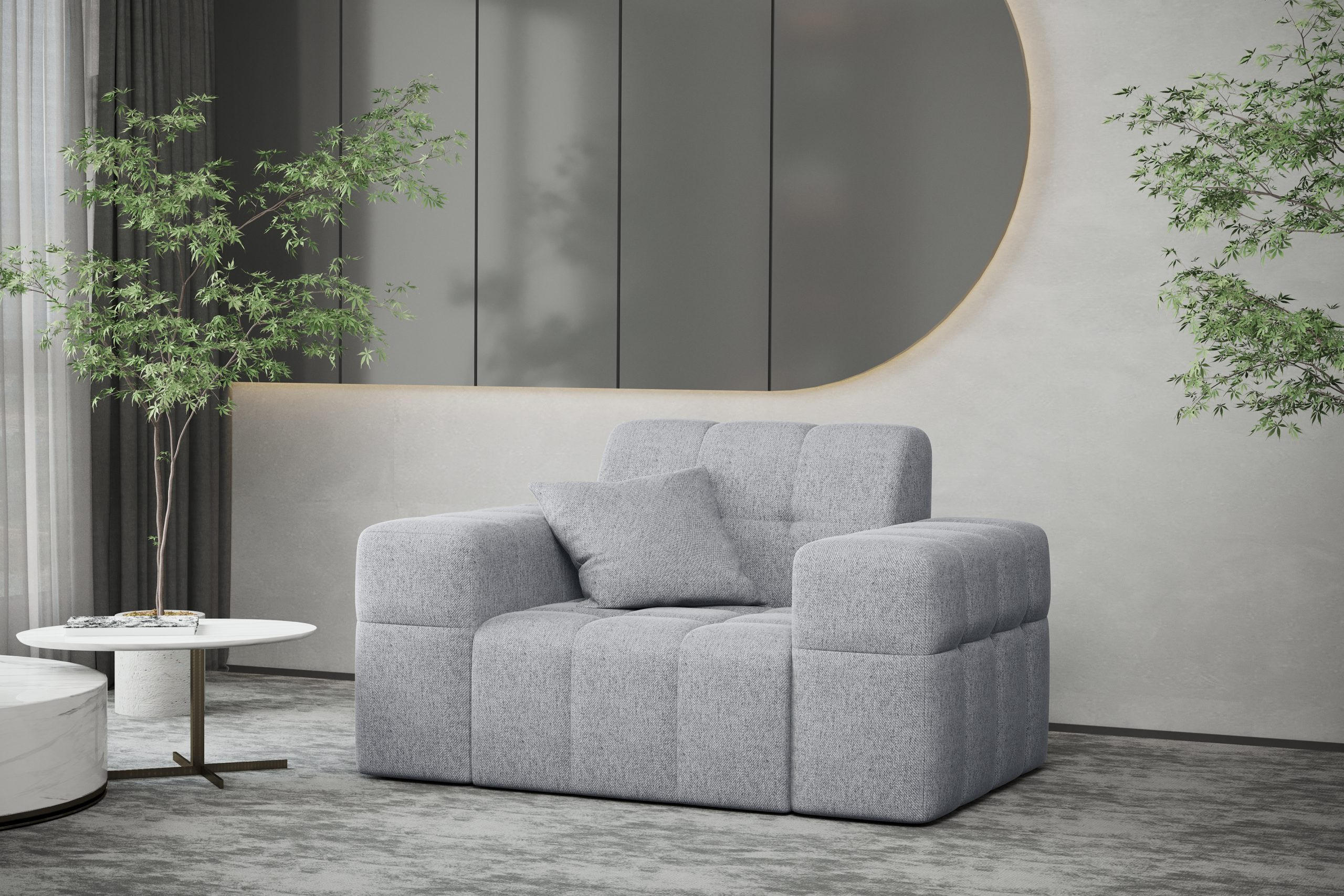 SESSEL Serie NIMES Stoff Verita Grau - Grau, Holz (120/82/92cm) - Kaiser Möbel