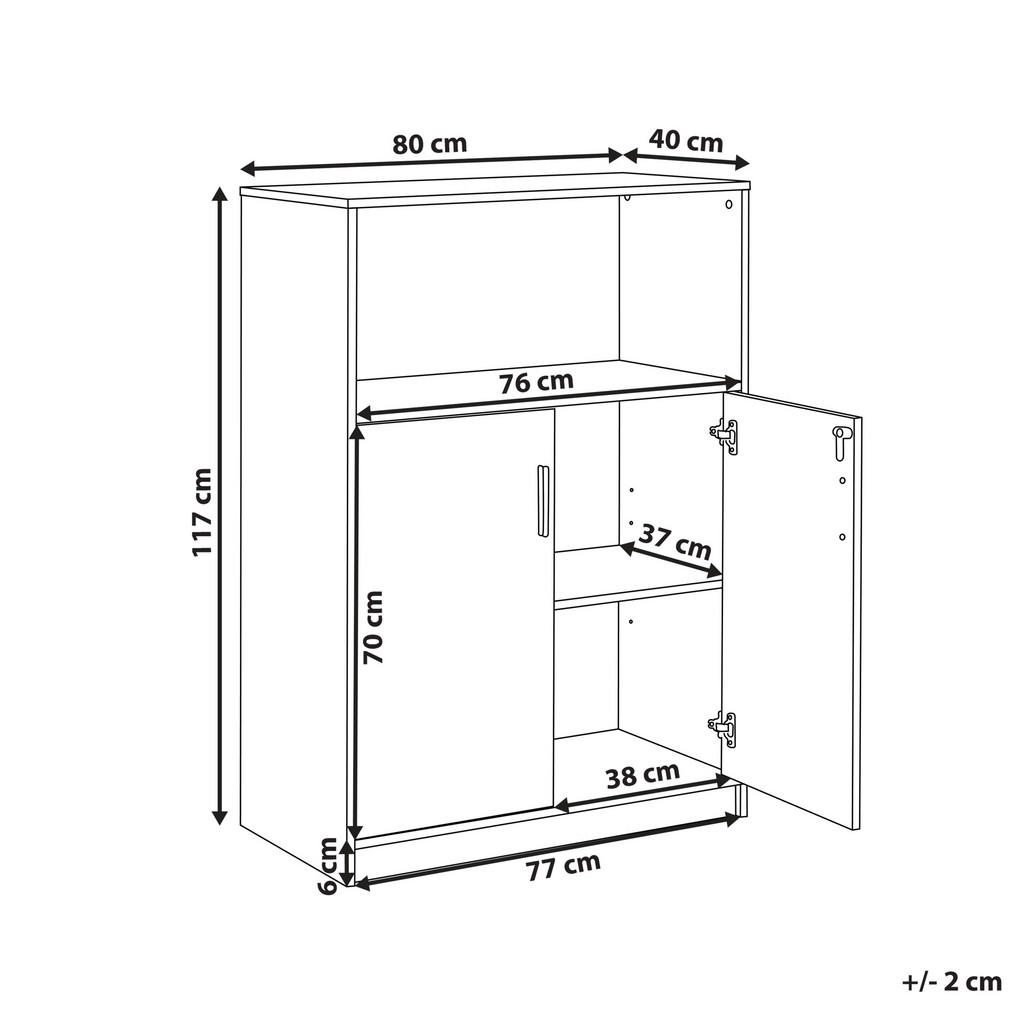 Thumbnail - Beliani Aktenschrank, Schwarz, Hellbraun, Holzwerkstoff, 3 Fächer, 80x117x40 cm, Arbeitszimmer, Aktenschränke