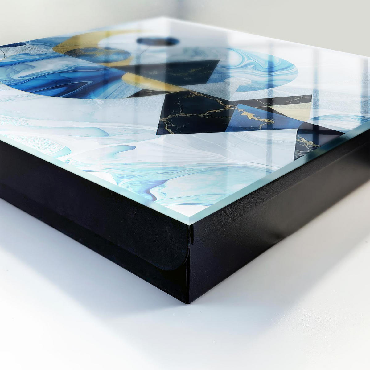 SCHLÜSSELBOX Schwarz 30x30 cm- Türöffnung nach rechts - Kosmische Abstraktion - Blau, Metall (30/30/5cm) - TULUP