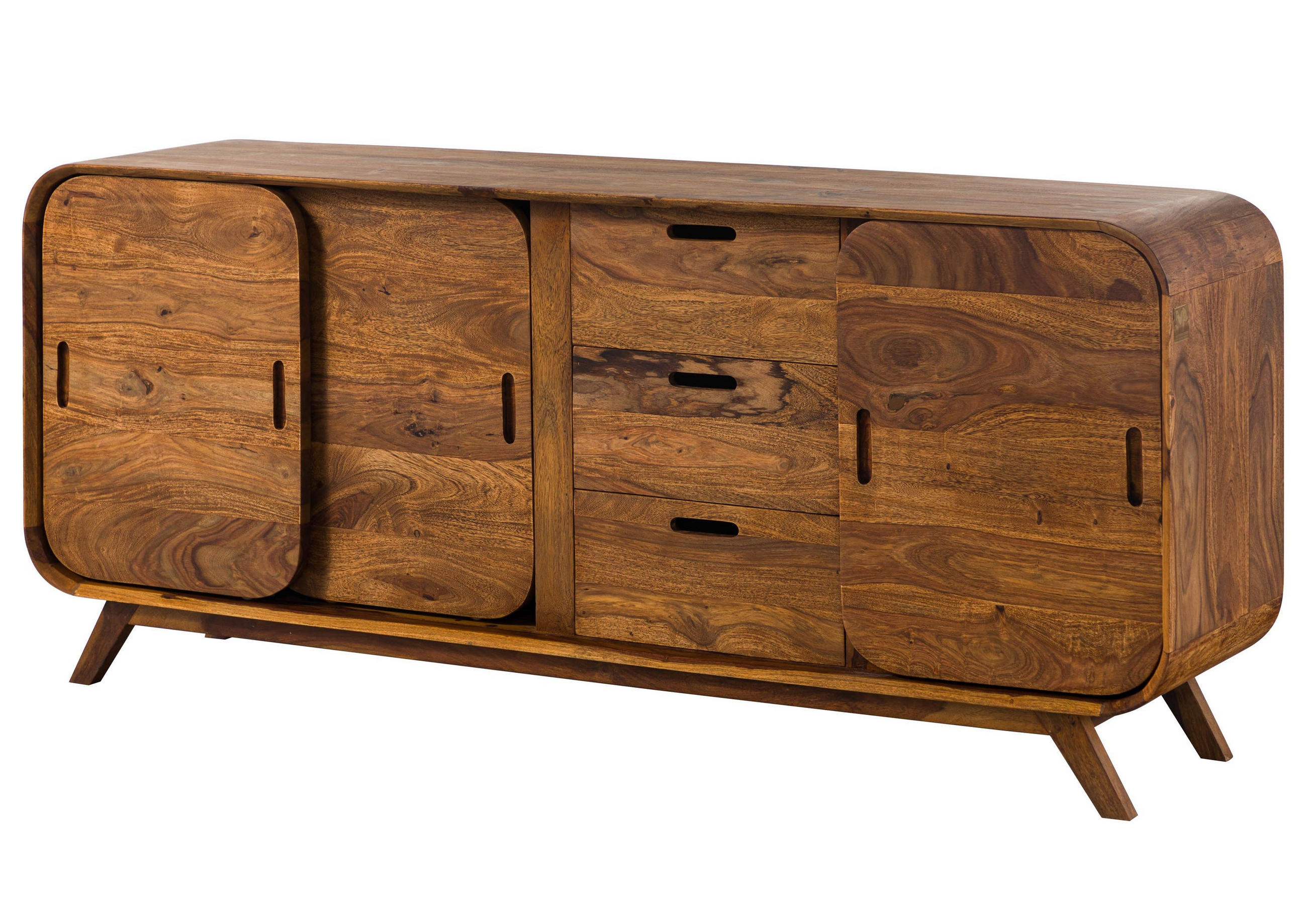 SIDEBOARD Sheesham 173x40x75 hellbraun lackiert MAILAND #102 - Braun, Holz (173/75/40cm) - Massivmoebel24