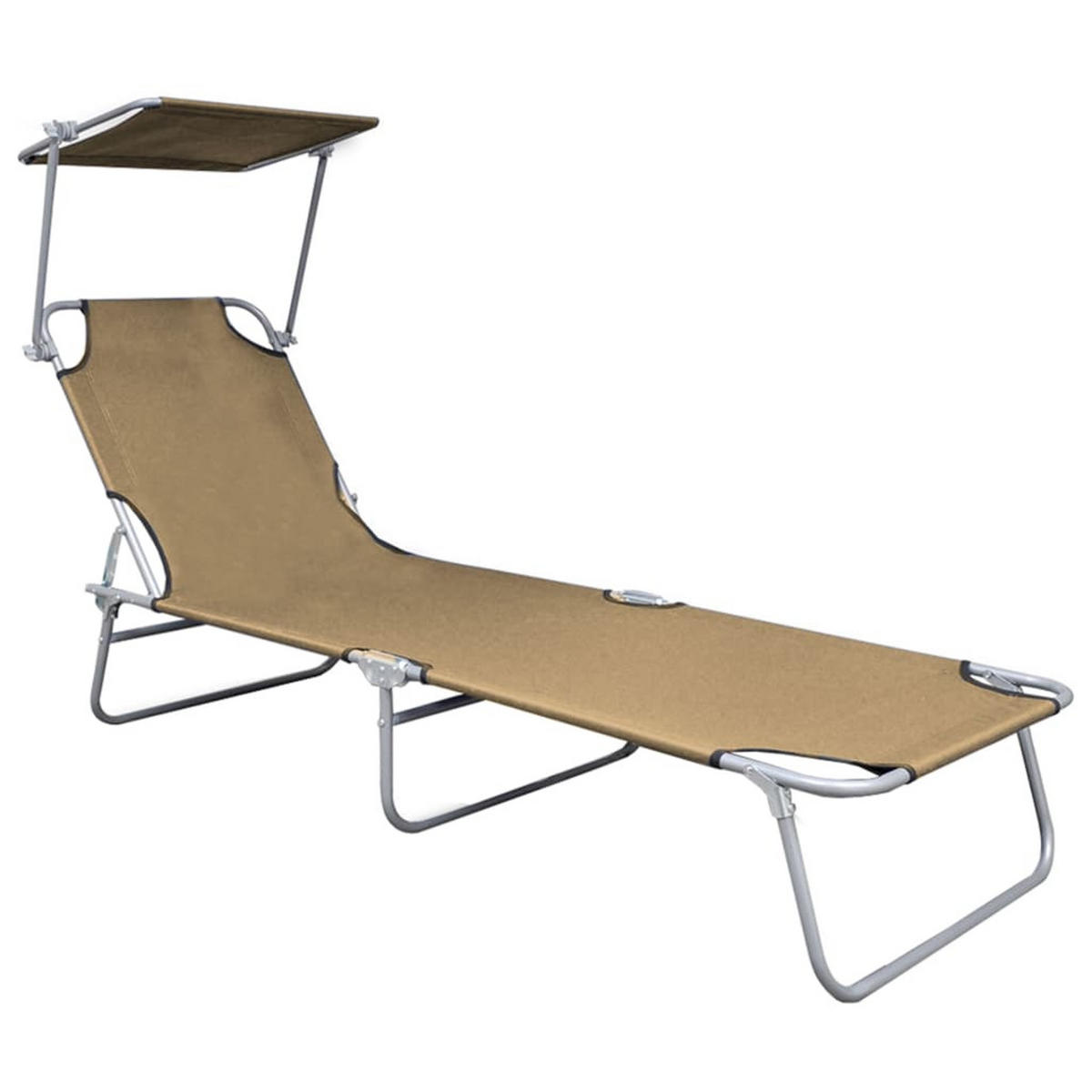 KLAPPLIEGE mit Sonnenschutz Taupe Aluminium - Taupe, Textil (57.5/27/188.5cm) - furnicato