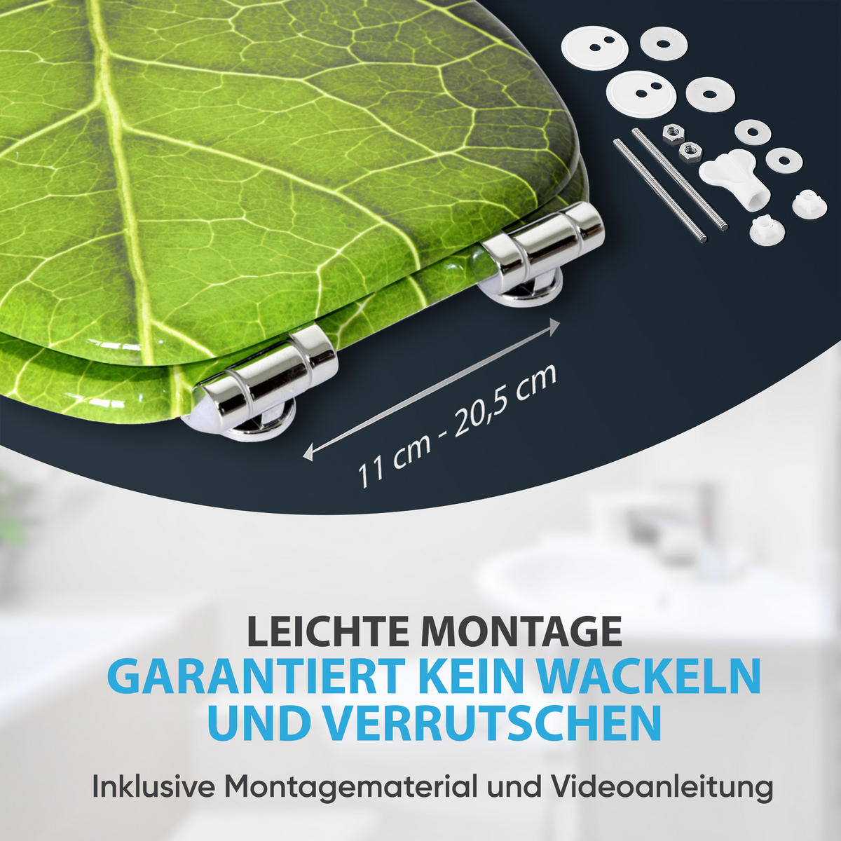 WC-SITZ mit Absenkautomatik Blatt - Grün, Holzwerkstoff (38/6/47cm) - Sanilo