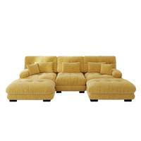 WOHNLANDSCHAFT Gelb 313/145/81 cm 3-Sitzer Modular mit Hocker - Gelb, Textil (313/81/145cm) - PANGIVO