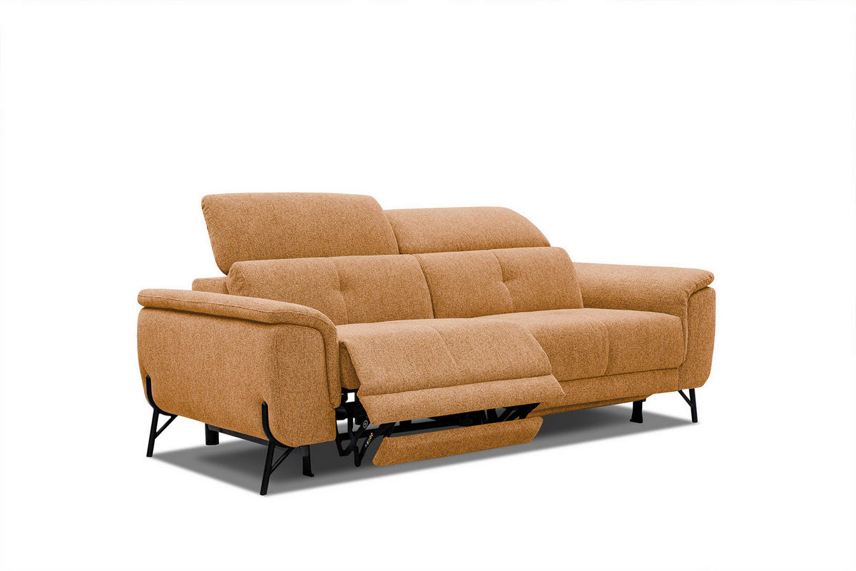 SOFA AVENA 3-Sitzer mit 2 Relaxfunktionen, orange - Orange, Holzwerkstoff/Textil (204/80/108cm) - Courtois Laville