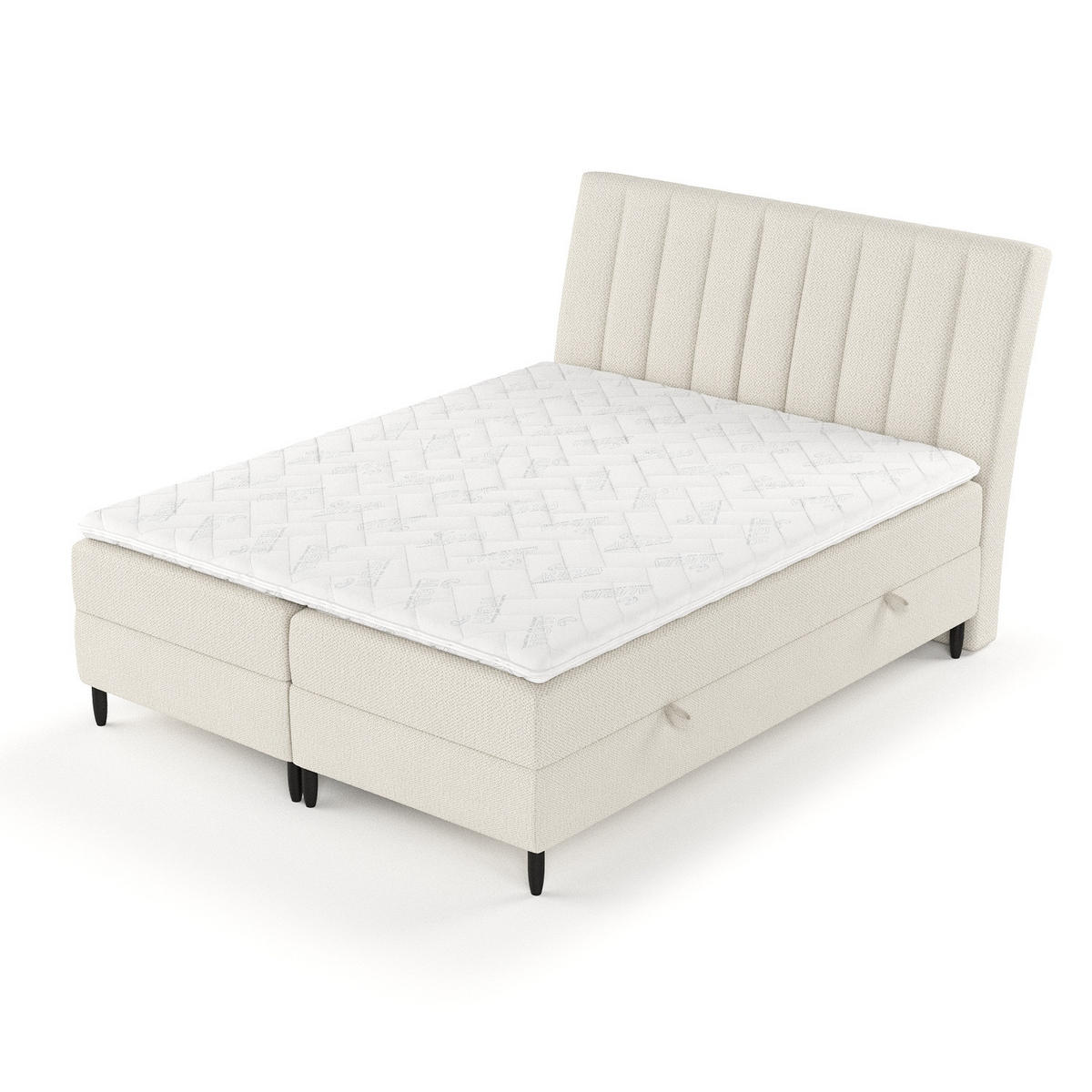 BOXBETT Merton Beige 180/200 cm - Beige/Schwarz, Holz/Holzwerkstoff (180/200cm) - Maison de Reve