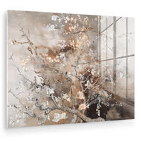ACRYLGLASBILD Mandelblüte - Kunst - Van Gogh - Beige - Abstrakt 80x60 cm - Braun, Glas (80/60cm) - MuchoWow