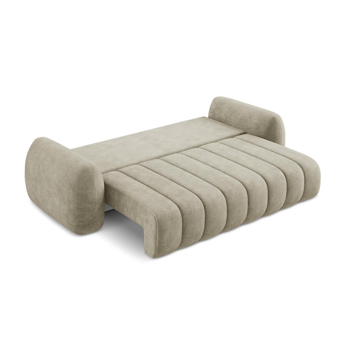 3-SITZER SOFA mit Schlaffunktion Chenille Stoff Beige - Beige/Schwarz, Holzwerkstoff/Kunststoff (266/95/121cm) - LaMiaSofa