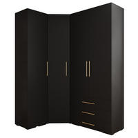 GARDEROBEN-SET 236,7/181,7/47 - Goldfarben/Schwarz, Holz/Kunststoff (181.7/236.7/47cm) - Abiks Möbel