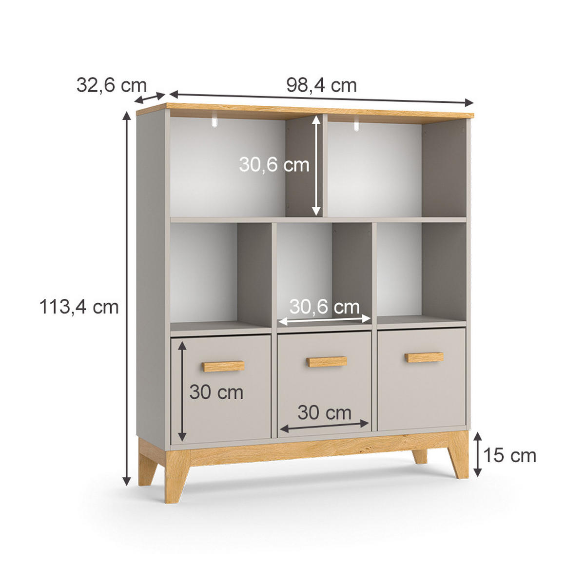 KINDERREGAL Malia Cashmere-Eiche 98.4 x 113.4 cm - Kaschmir, Holzwerkstoff (98.4/113.4/32.6cm) - VitaliSpa