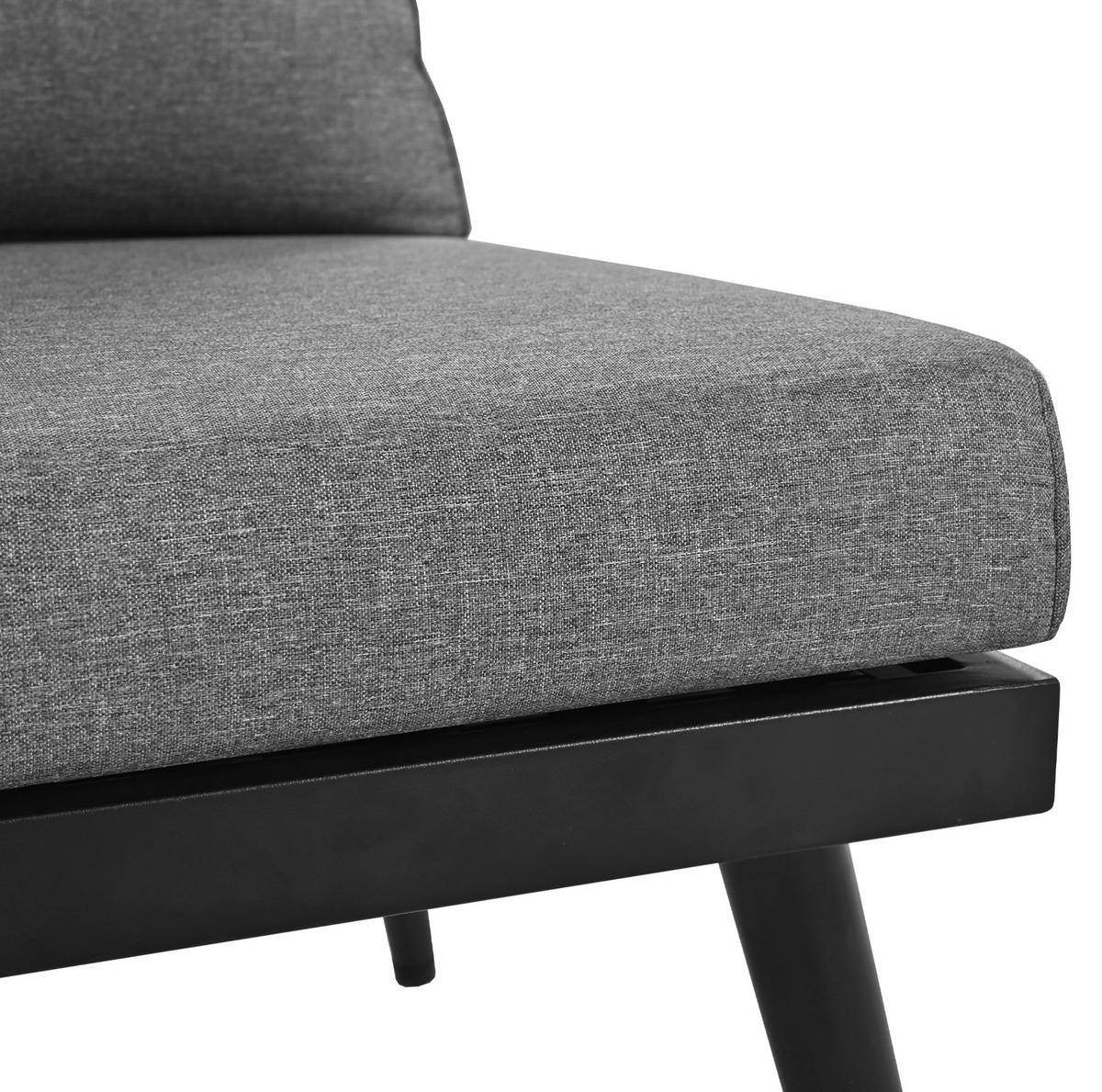 GARTENLOUNGE-SET 160/64/75 cm 6-tlg. mit 8 cm Kissen, modularer Kombination und verzinktem Eisenrahmen, Antikgrau - Grau, Metall - Redom