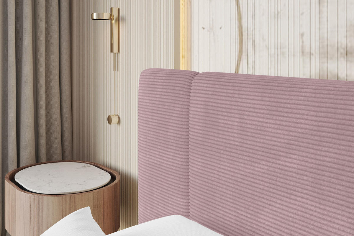 POLSTERBETT mit Bettkasten und Lattenrost, Boxbett ohne Matratze - RIVO 200x200 Rosa - Rosa, Holzwerkstoff/Textil (200/200cm) - ALTDECOR