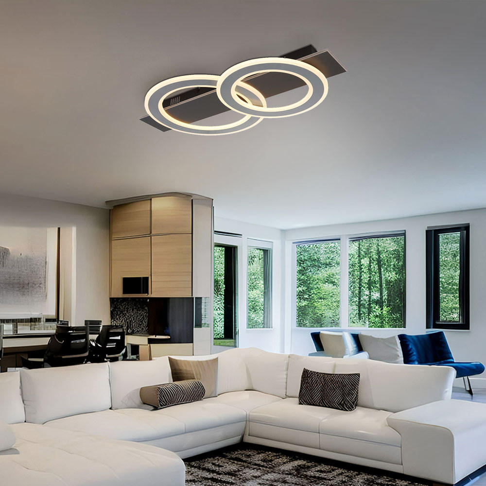 LED DECKENLEUCHTE JAYDEN Schwarz Grau Gebürstet - Schwarz, Metall (63/35/7cm) - Globo Lighting