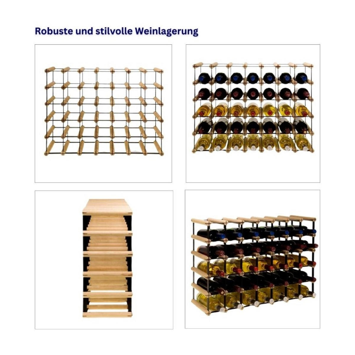 WEINREGAL Vinotega Mod Metal 52,5x72,5x24,5 cm 7x5 Flaschen Massives Kiefernholz Natur - Naturfarben, Holz (72.5/52.5/24.5cm) - PROREGAL