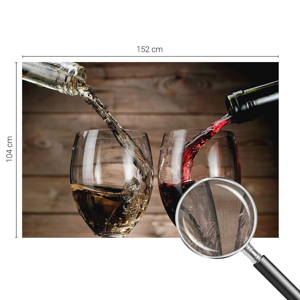 FOTOTAPETE 152x104 cm - Gläser Wein - Grau, Textil (152/104cm) - Wallfluent