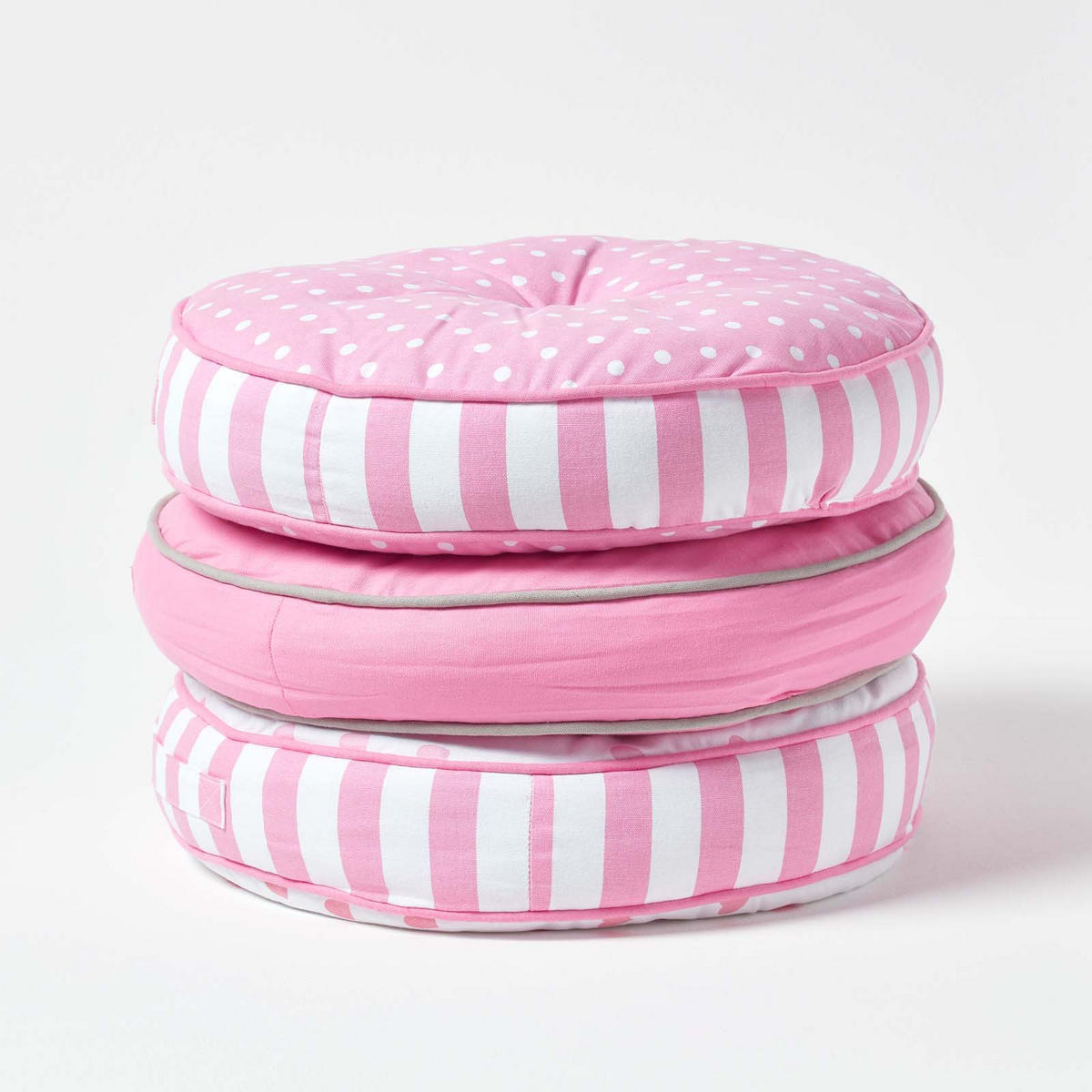 BODENKISSEN rosa, Punkte & Streifen ? 43/7 cm - Rosa, Textil (43/43/7cm) - Homescapes