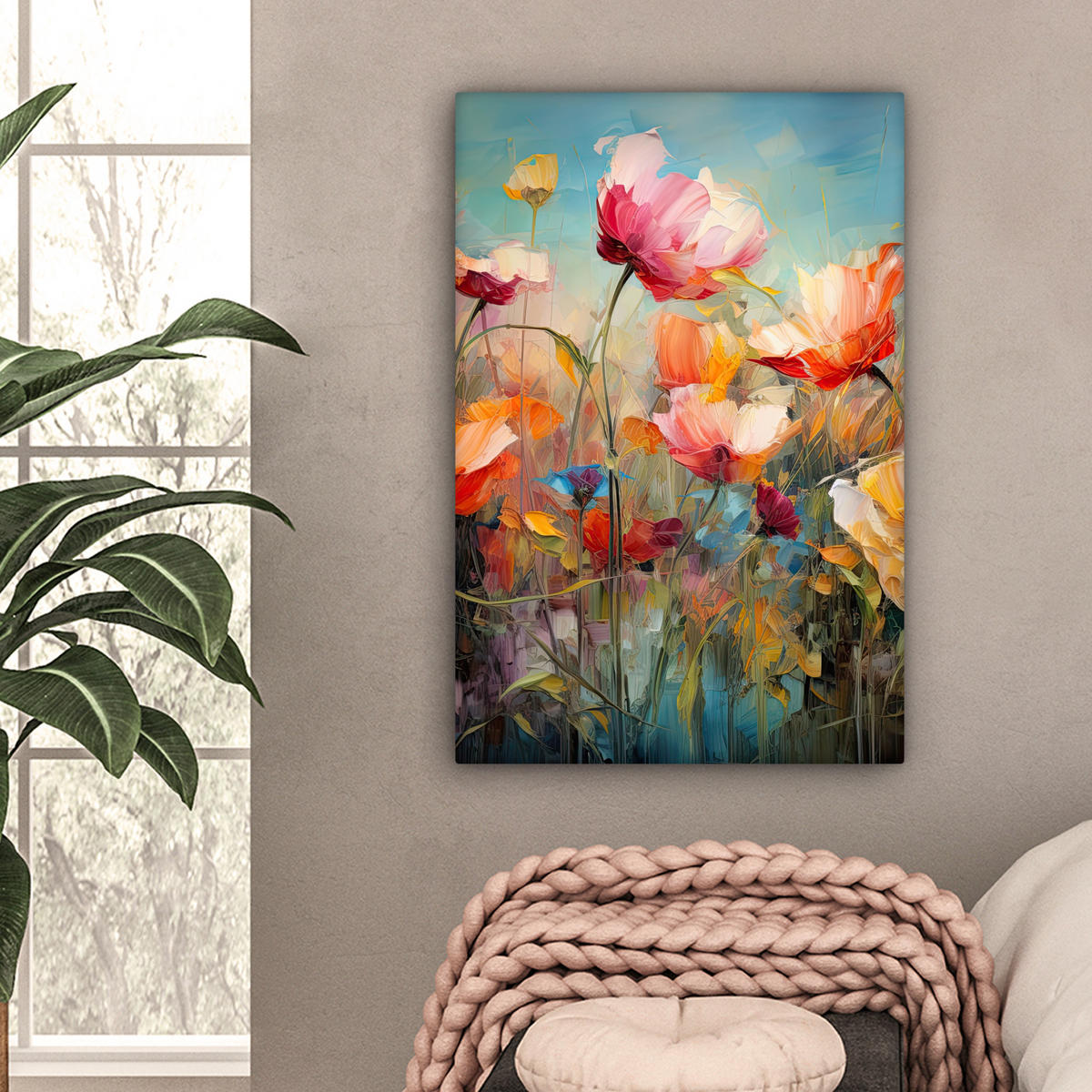 LEINWANDBILD Blumen - Aquarell - Kunst - Botanisch - Natur 40x60 cm - Orange, Textil (40/60cm) - MuchoWow