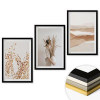 WANDBILDER 3er-Set - 40x60 cm Schwarzer Rahmen - Rustikale Boho-Blumenmotive - Schwarz, Kunststoff (40/60cm) - ArtPrintCave