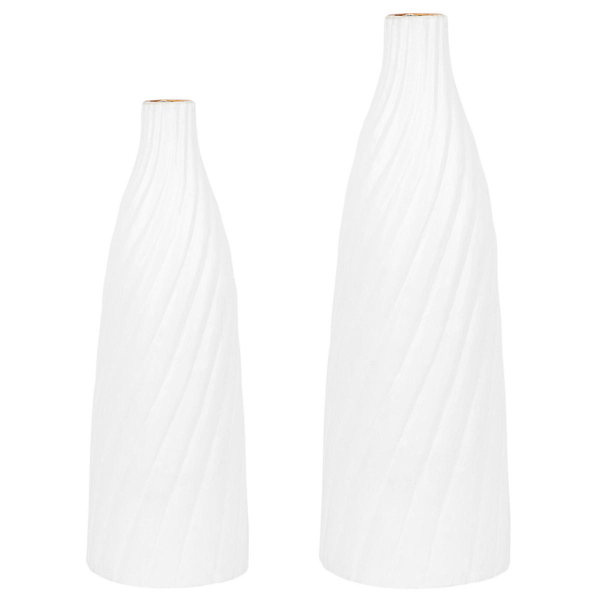 DEKOVASE Terrakotta weiß Florentia - Weiß, Stein (54cm) - Beliani