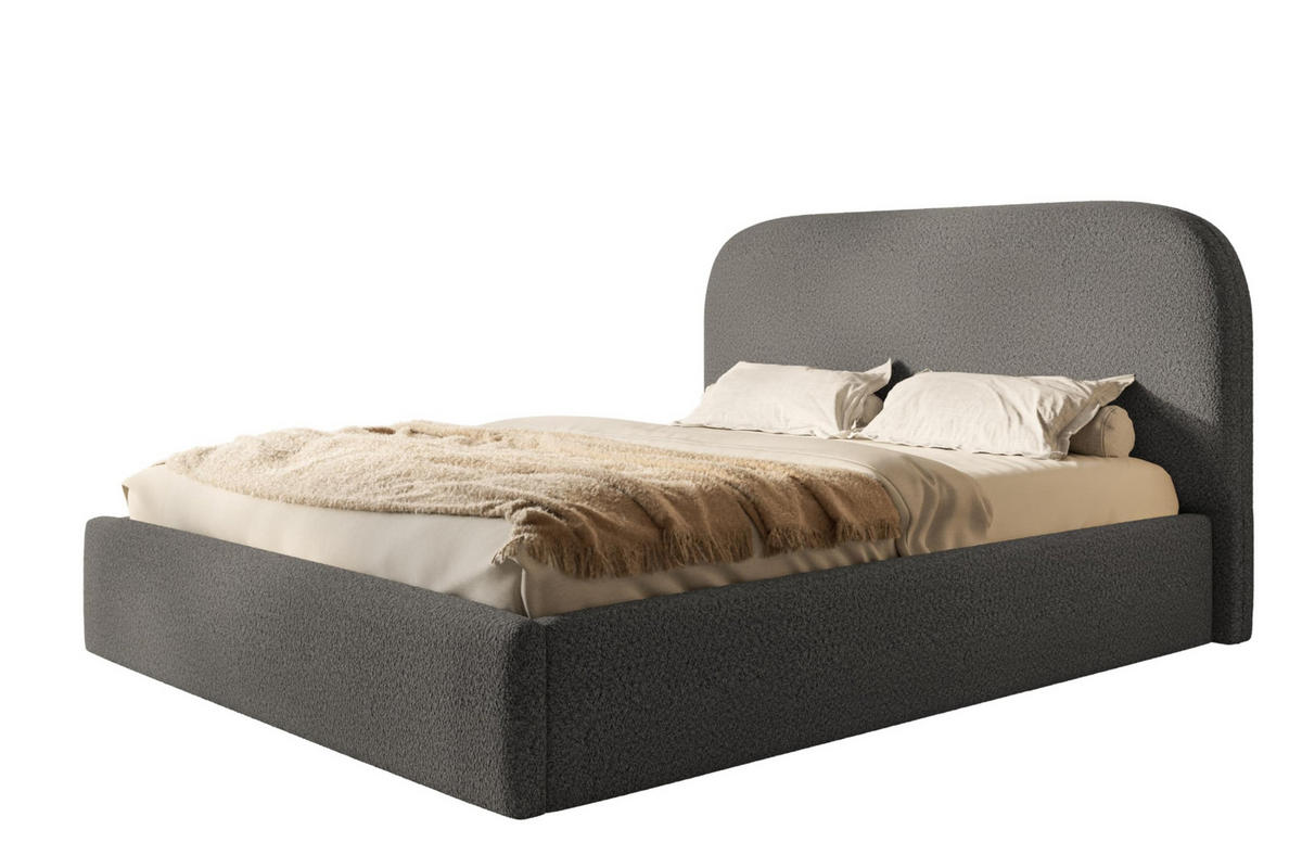 BETT 90x200 - Polsterbett mit Bettkasten und Metallrahmen - Modern Betten - Kuscheliger Catch-Me-Stoff - Kollektion Verona - Grau - Grau, Holz/Textil (90/200cm) - Alpi-Möbel