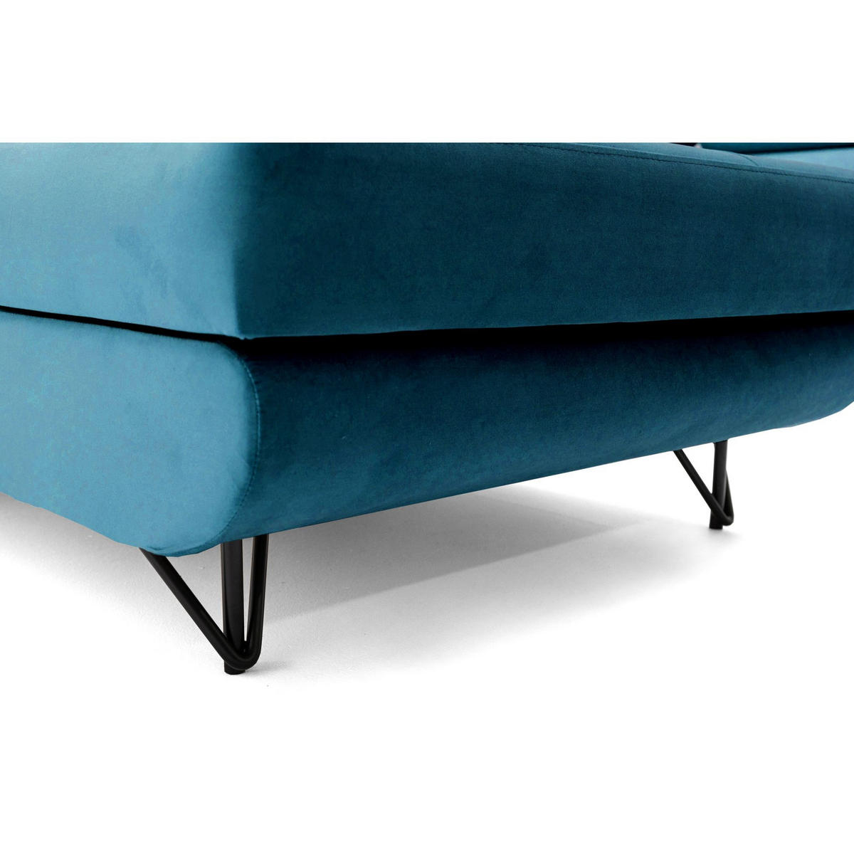 ECKSOFA U-Form JUNIOR U Rechts mit Schlaffunktion 128x254 Velours Smaragdgrün - Smaragdgrün/Schwarz, Holz/Textil (184/90/323cm) - Muffo