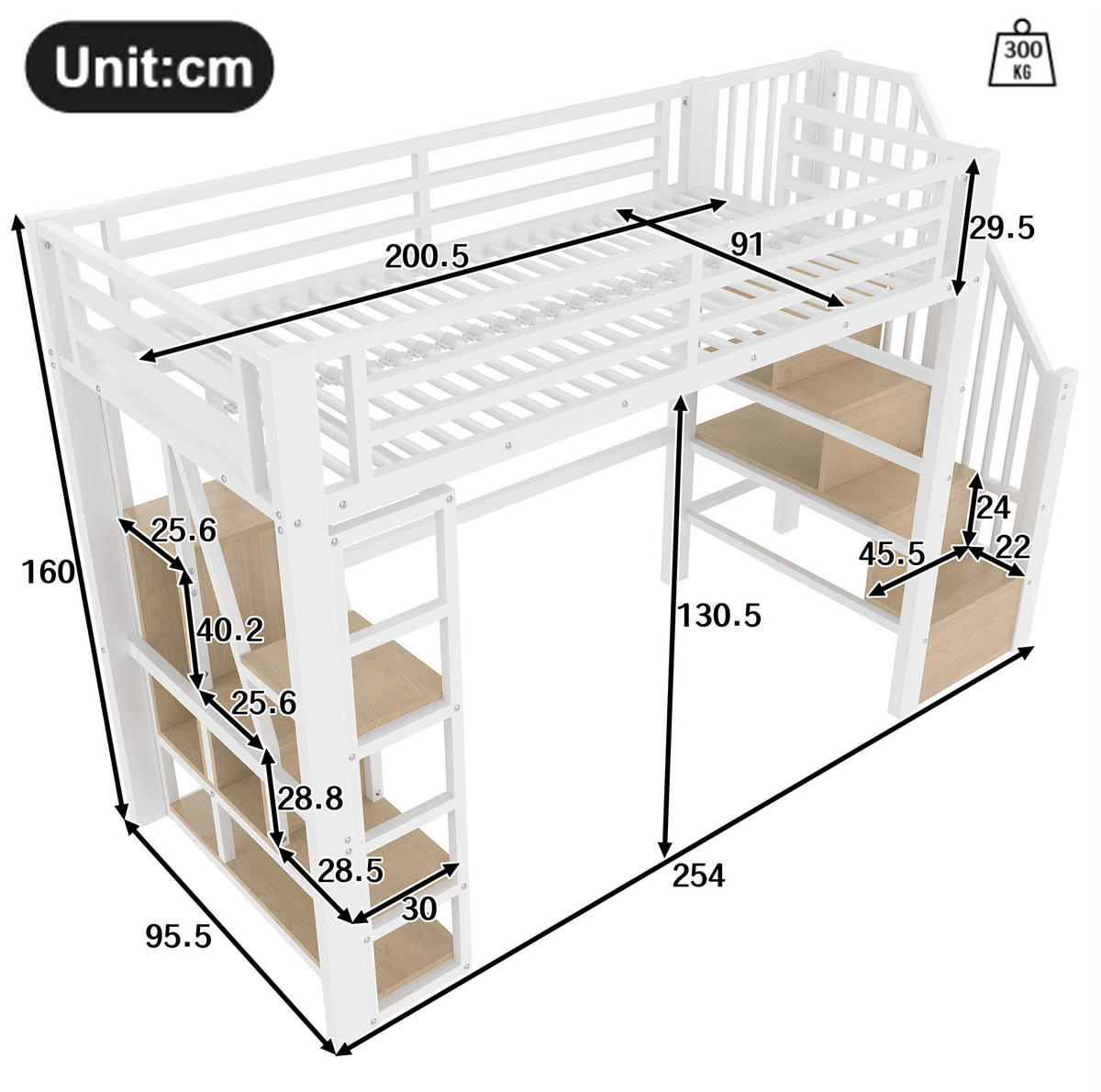 HOCHBETT 90/200 cm Weiß aus Metall und MDF mit LED-Lichtleiste - Weiß, Holzwerkstoff (90/200cm) - OKMYHOME