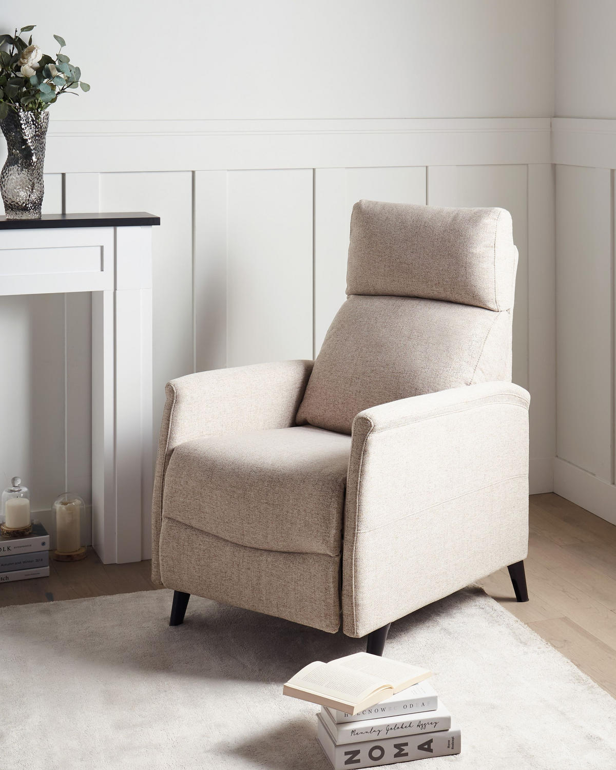 FERNSEHSESSEL Taupe Selvik - Taupe/Schwarz, Textil (69/103/80cm) - Beliani