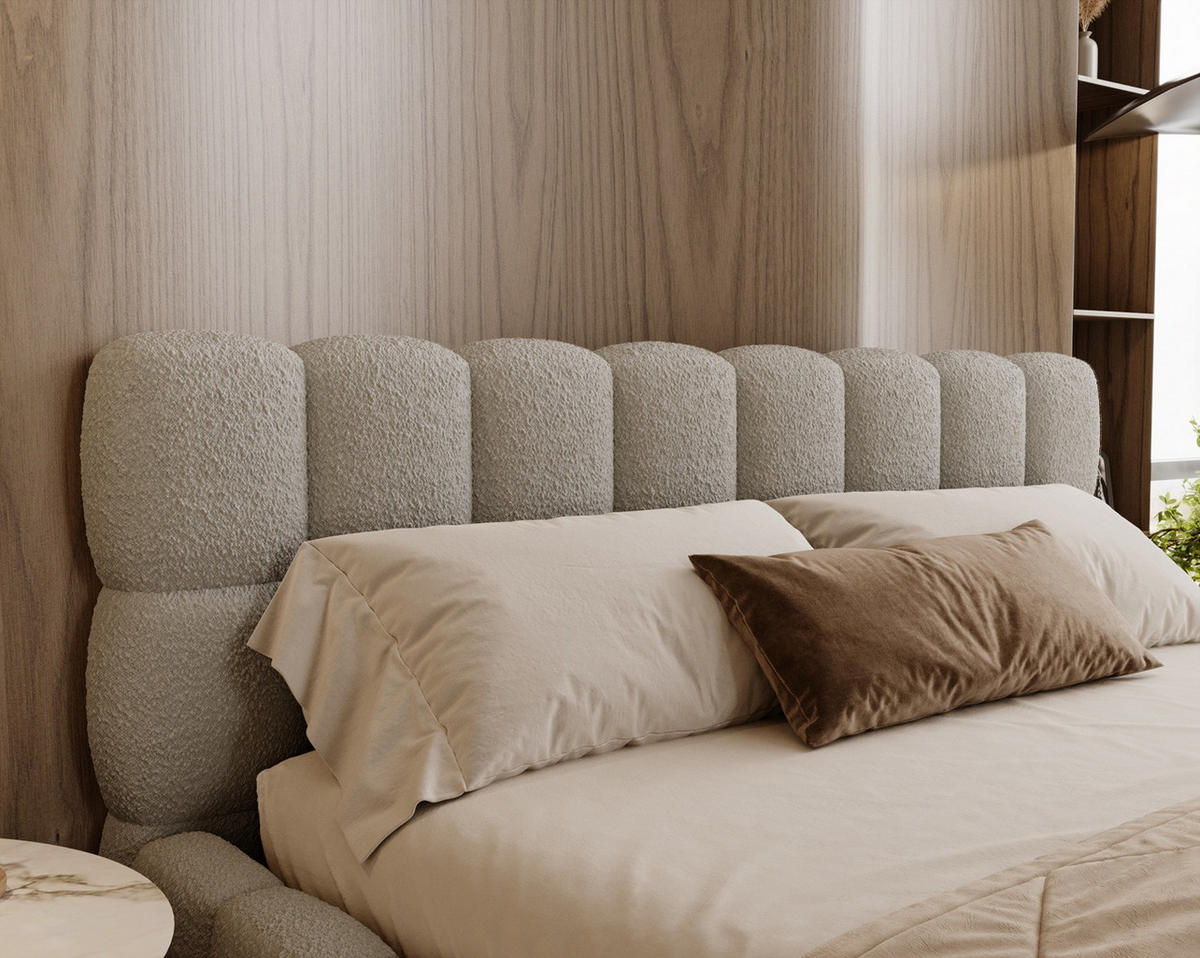 POLSTERBETT ALMA 180 x 200 cm, Bubble, Bouclé, beige - Beige, Textil (180/200cm) - Labett