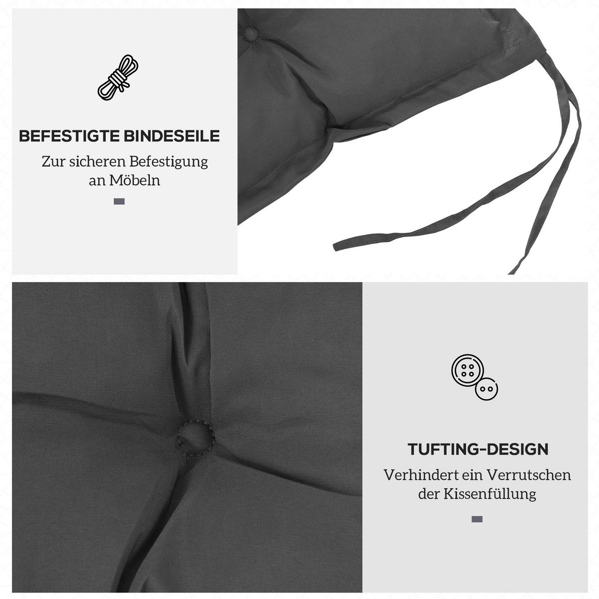 SITZKISSEN DE-08970 Dunkelgrau - Dunkelgrau, Textil (100/40/10cm) - ComfortXL