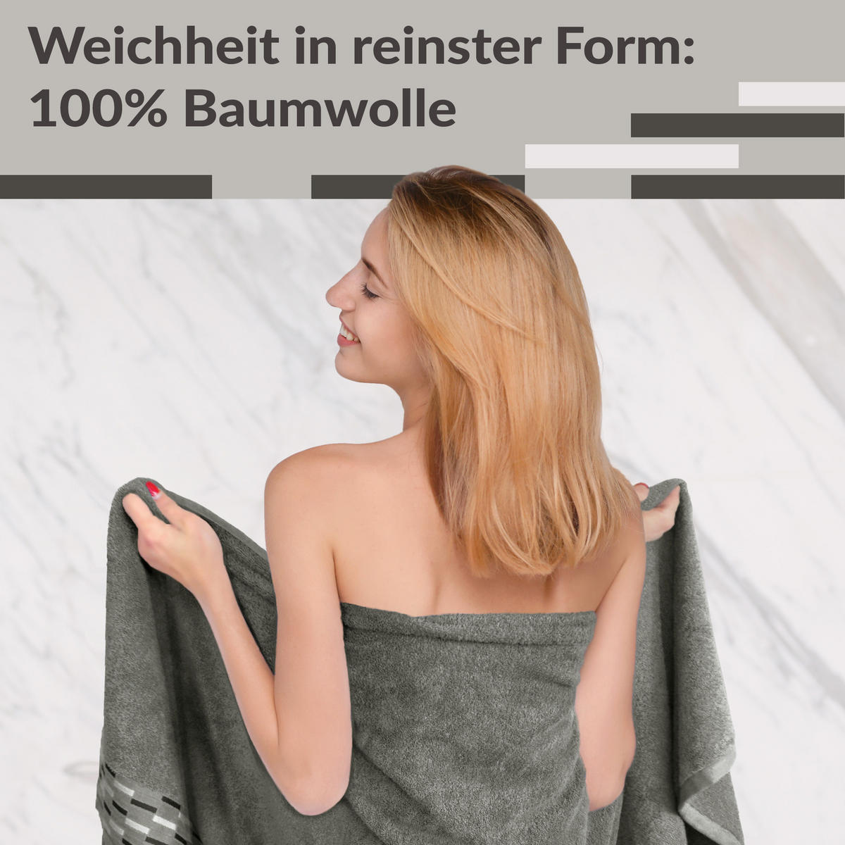 BADETUCH Lugano Dunkelgrau 100x200 cm - Dunkelgrau, Textil (100/200cm) - Lashuma
