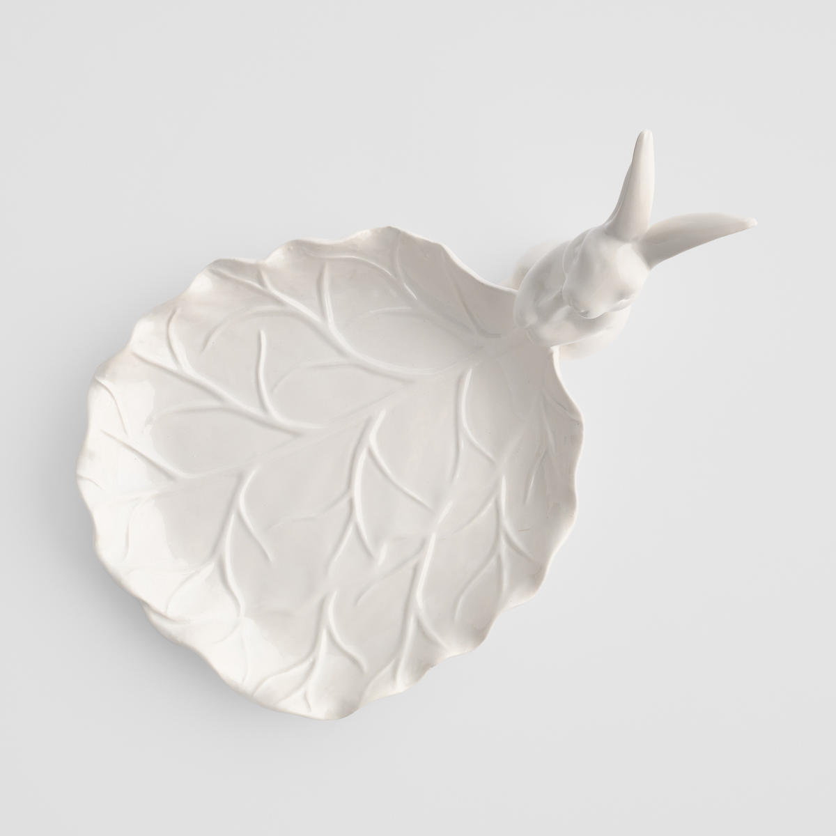 SERVIERTELLER Whitebunnos - Weiß, Stein (29/13/20cm) - home&you