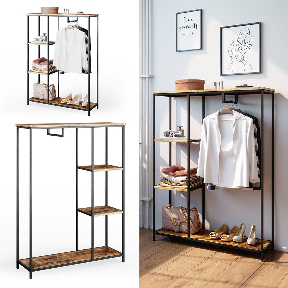 KLEIDERSCHRANK Fyrk Eiche rustikal 90 x 120 cm - Wildeiche/Braun, Holzwerkstoff (90/120/30cm) - Vicco