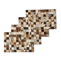 TISCHSET 4er-Set mit Patchwork-Karo, Fell & Leder, 30/46 cm - Multicolor, Leder (30/46cm) - Homescapes