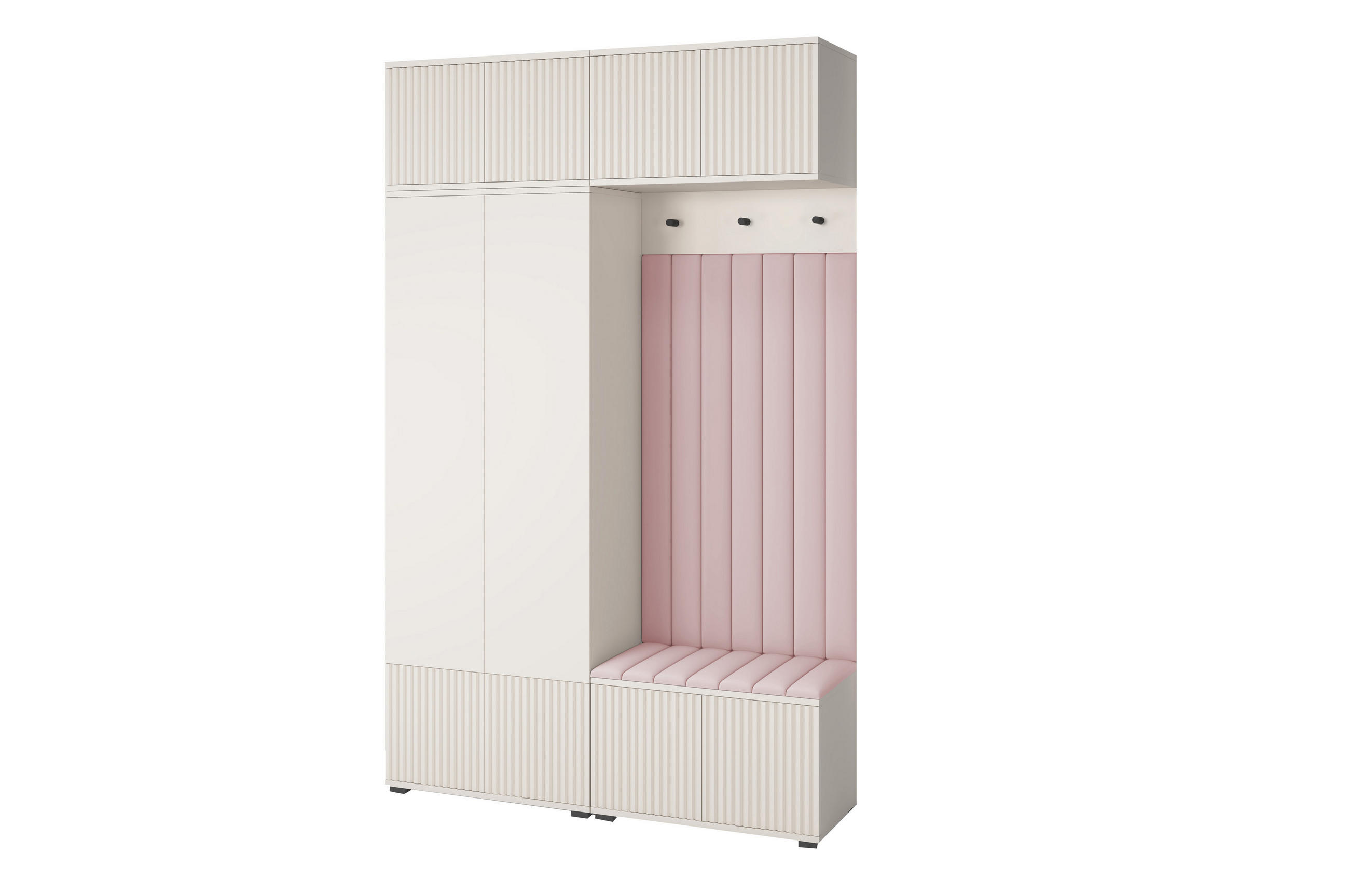 GARDEROBE Ritmo version 2 mit POLSTERPANEELEN ROSA - Beige/Rosa, Holzwerkstoff (140/225/40cm) - Jerpax