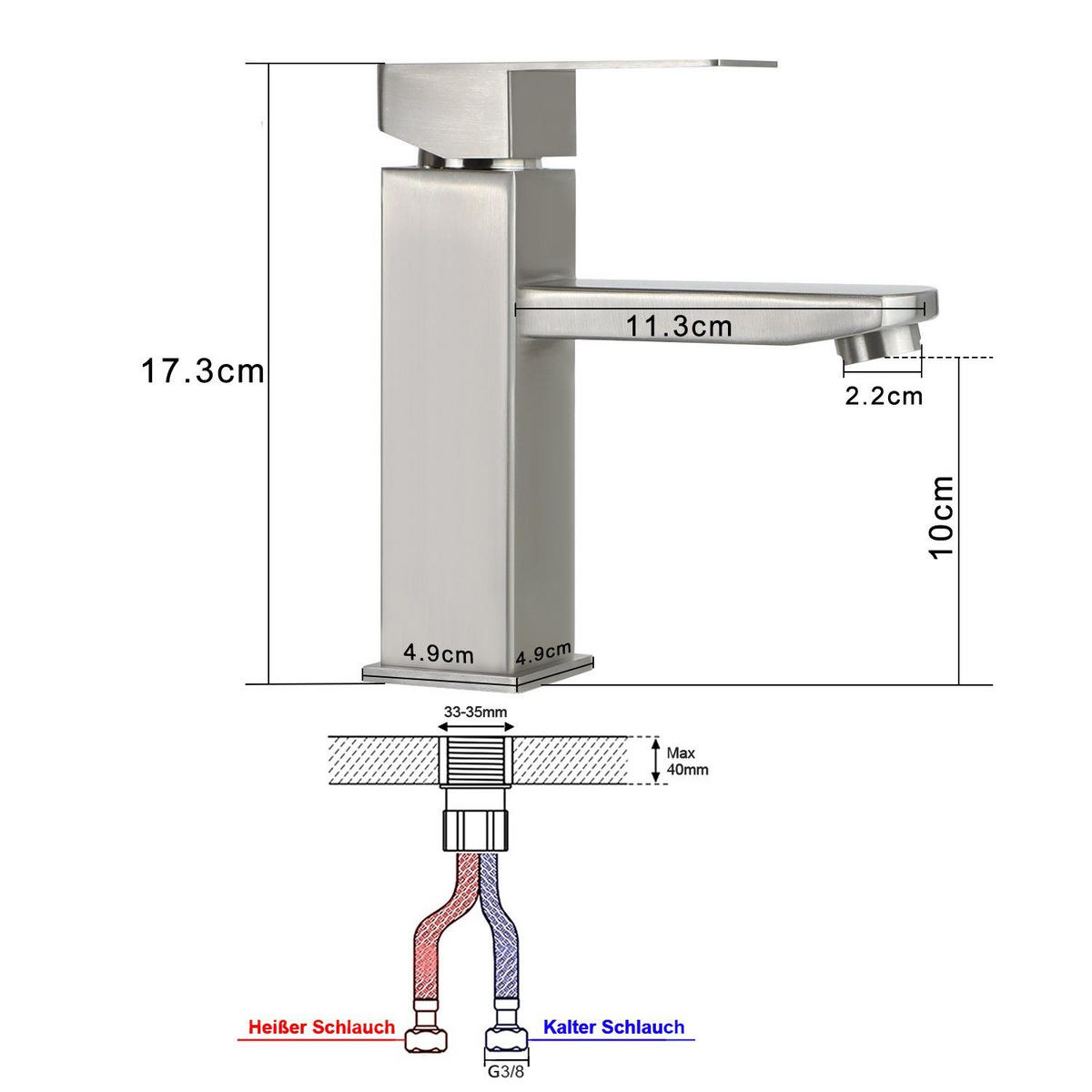 KÜCHENARMATUR Regis 0.5/17.3/16.2 cm - Silberfarben, Metall (0.5/17.3/16.2cm) - ZMH