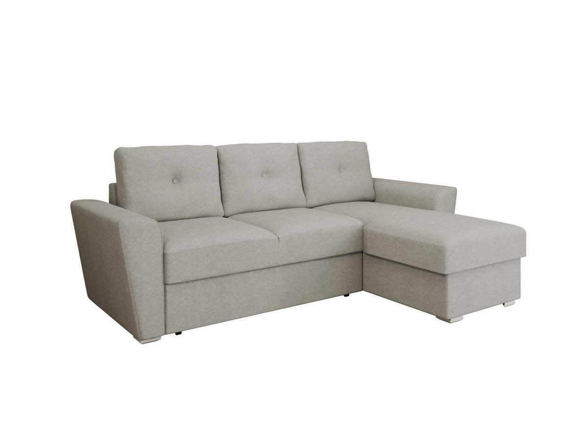 ECKSOFA Bellano Ecksofa L-Form- links oder rechts montierbar, hellgrau - Hellgrau, Holz (243/156cm) - Panda Möbel