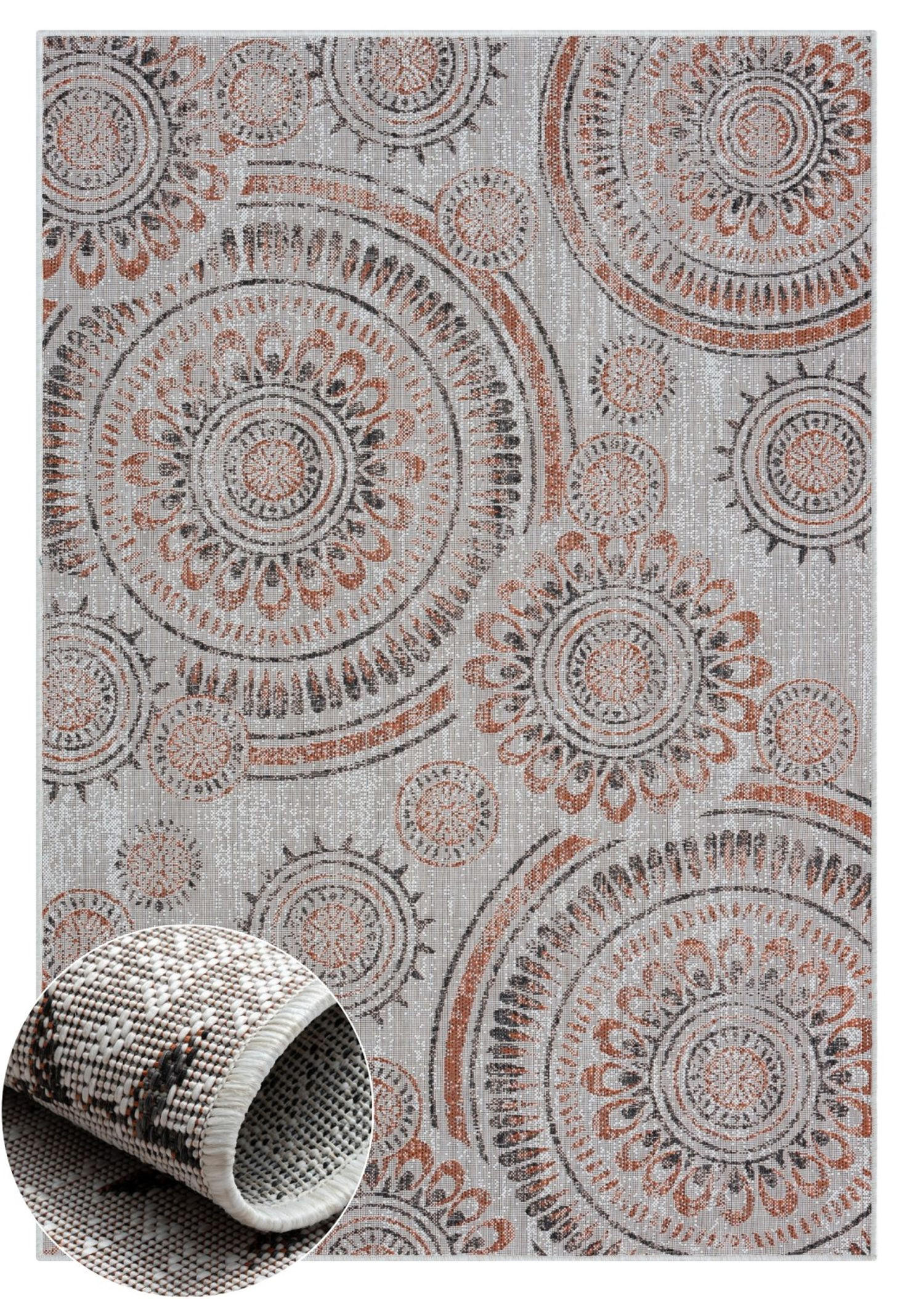 OUTDOORTEPPICH Ian Rostfarben,Anthrazit,Hellgrau 160/230 cm - Rostfarben, Textil (160/230cm) - My-Rug