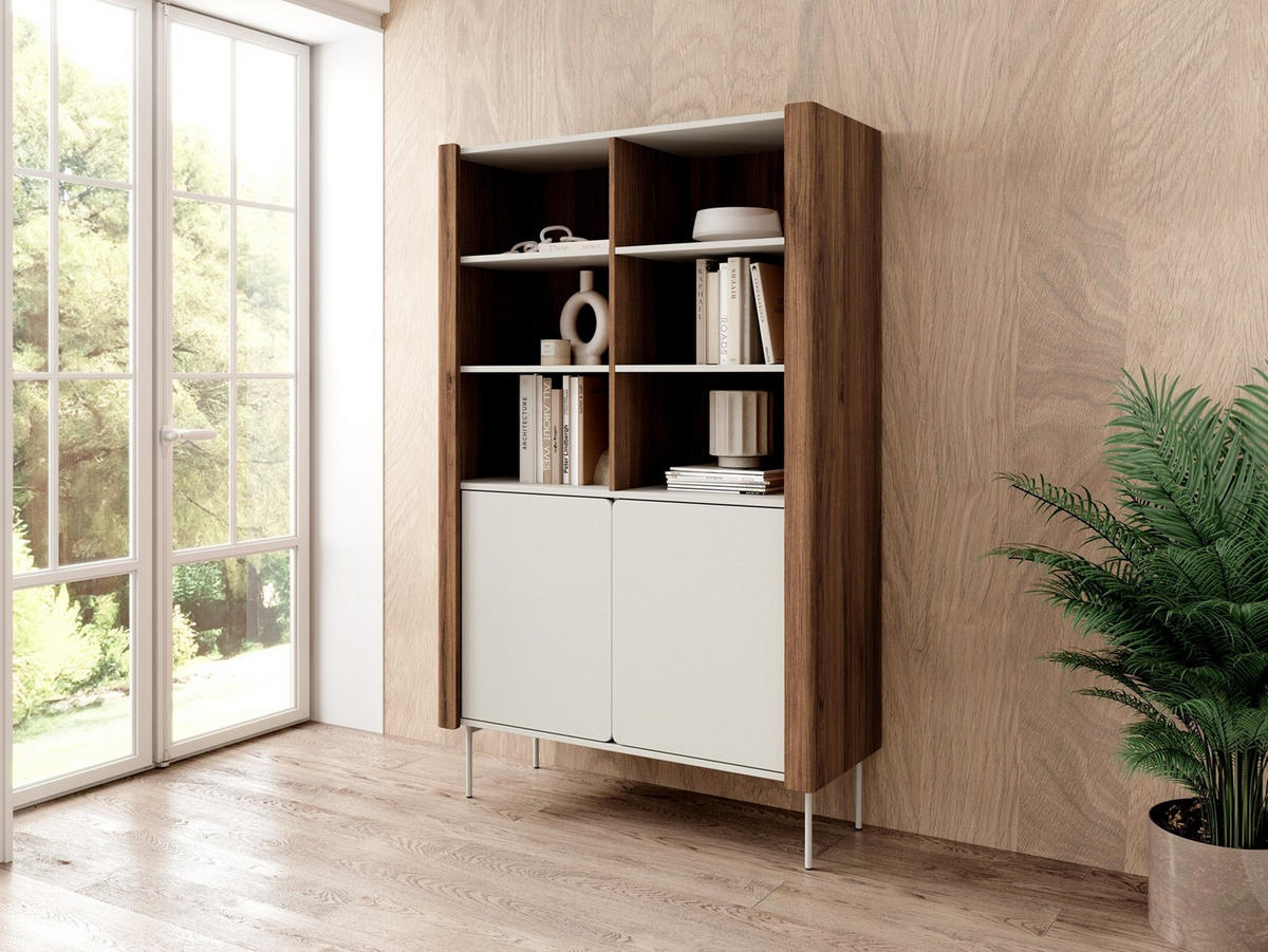 BÜCHERREGAL Paris, Nussbaum mit Kaschmir - Kaschmir/Walnussfarben, Holzwerkstoff (105/167/40cm) - Bettso