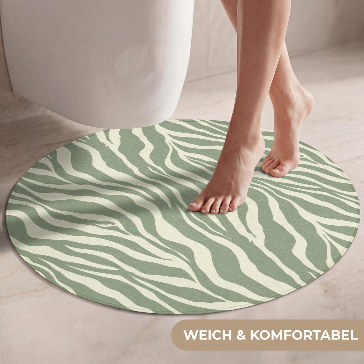 WC PŘEDLOŽKA Zebra - Motiv - zelená 70x70 cm - šalvějově zelená, textil/plast (70/1cm) - OnlyWow