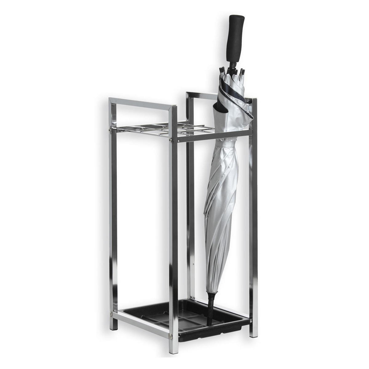 SCHIRMSTÄNDER NELIA - Silberfarben, Kunststoff/Metall (29/64/26cm) - IDIMEX