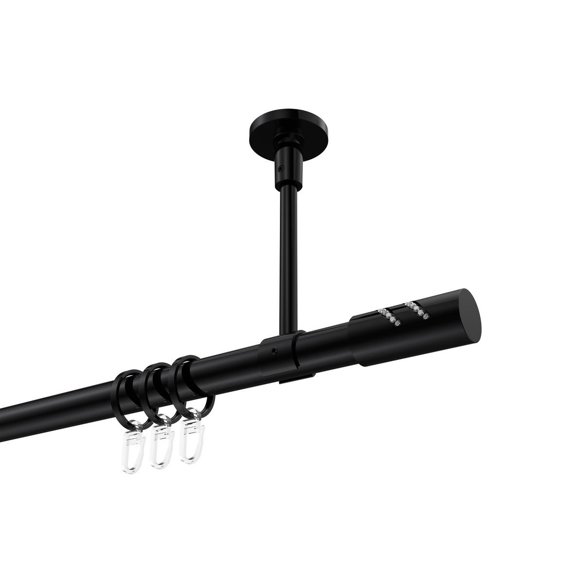 GARDINENSTANGE Sonette Zoena 480 cm (geteilt in 3 x 160 cm), 1-läufig, 20 mm Ø Schwarz - Schwarz, Metall (480cm) - INTERDECO