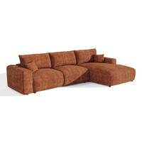 ECKSOFA rechtwinklig COMO Cord Terrakotta 297cm - Dunkelorange/Terracotta, Textil (297/167cm) - Premium Interiors