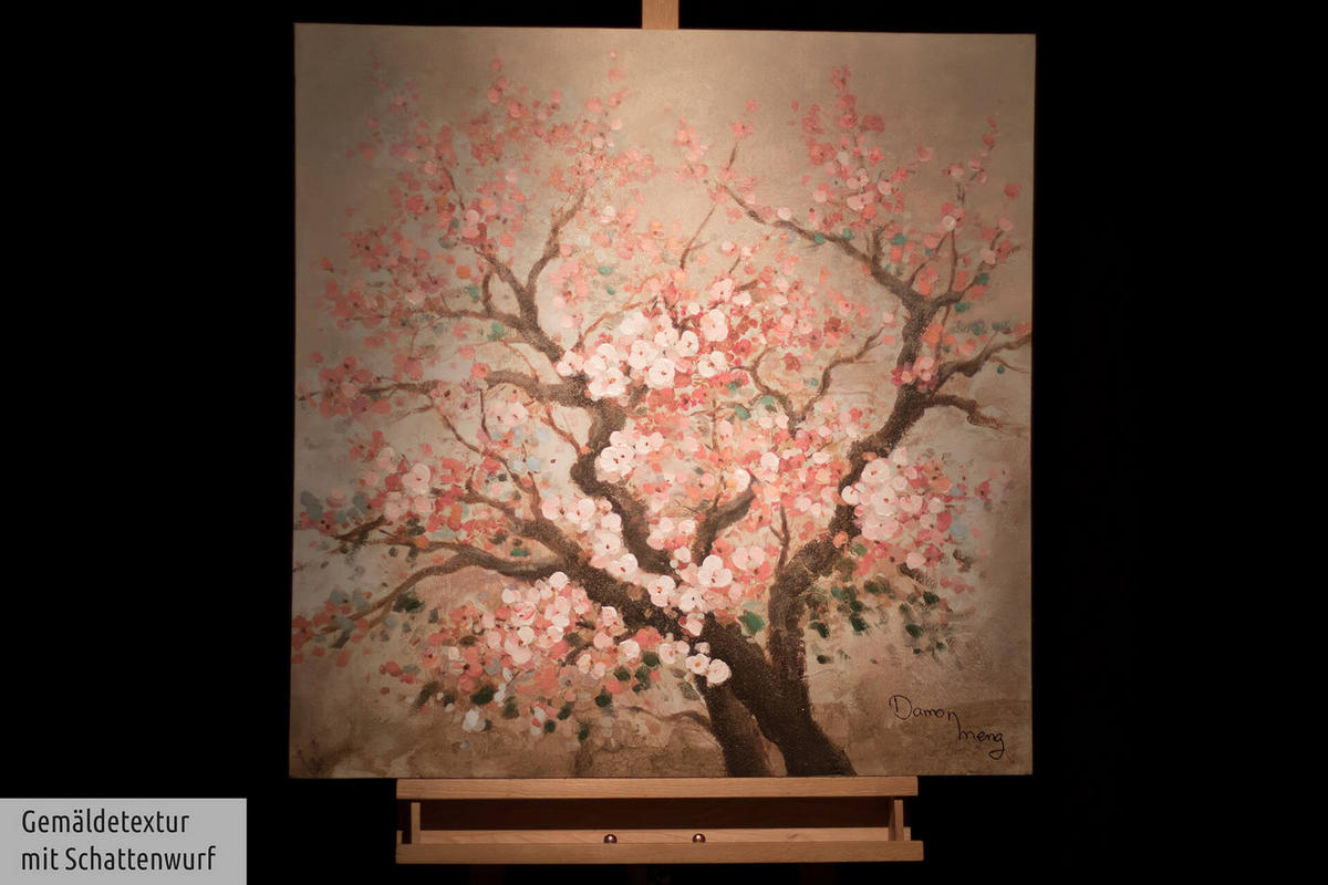 ACRYLBILD HANDGEMALT 80/80 cm - Pink/Braun, Holz/Textil (1.46/80cm) - KUNSTLOFT