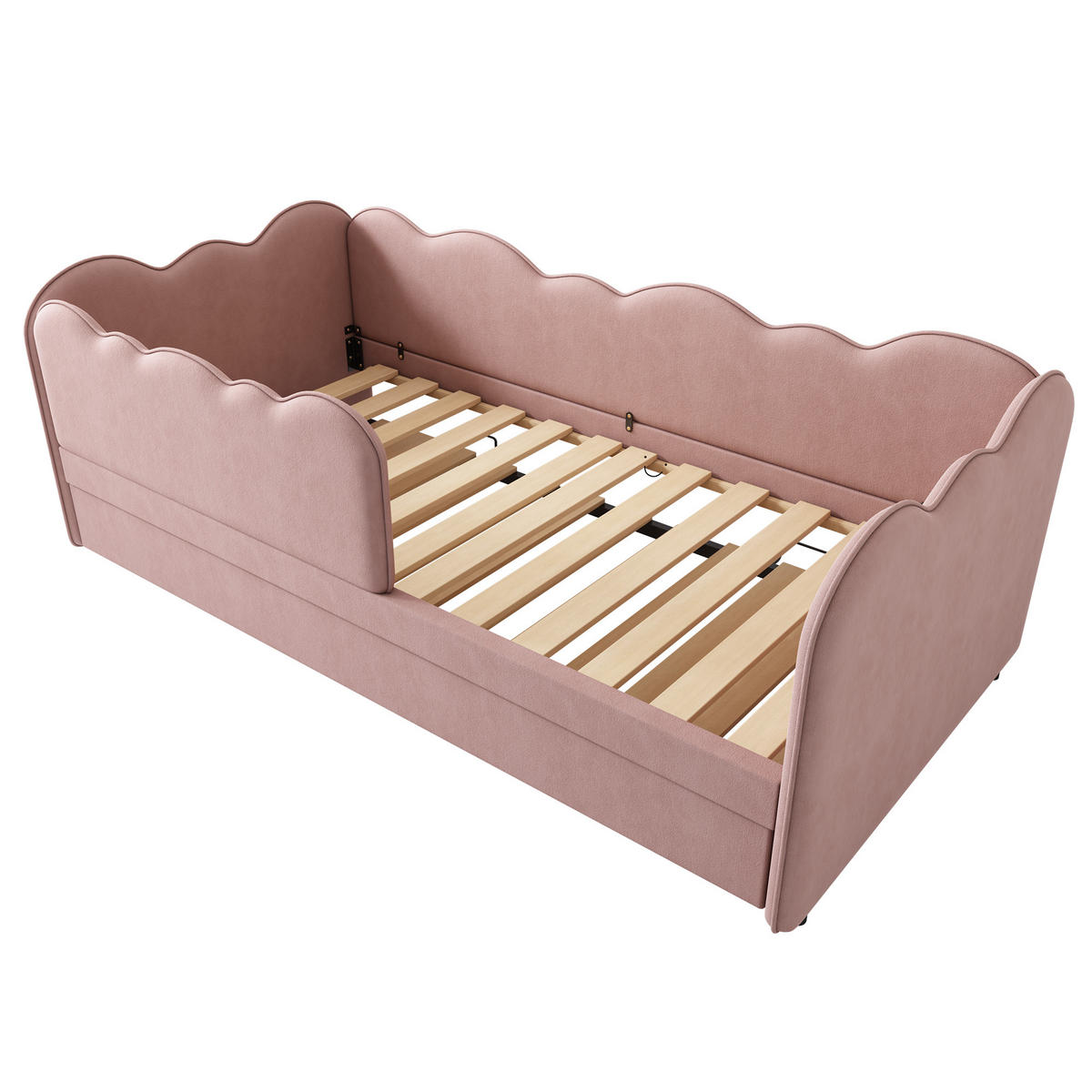 POLSTERBETT aus Samt 90x190 cm in Rosa mit Ausziehbett - Rosa, Textil (90/190cm) - Modfu