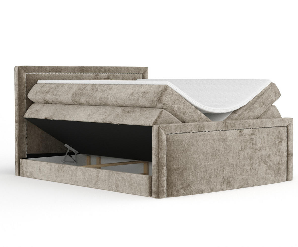BOXSPRINGBETT Lavenda Beige 200/200 cm - Beige/Schwarz, Holz/Holzwerkstoff (200/200cm) - Maison de Reve