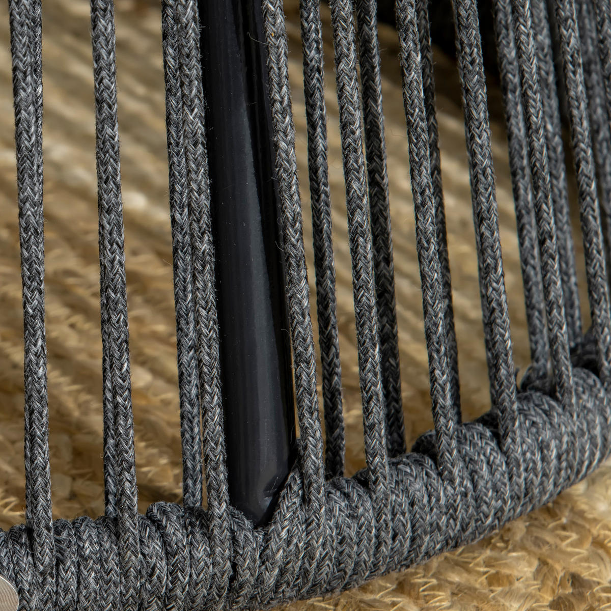 BALKONTISCH, Dunkelgrau+Natur, Aluminium, PS, PE - Dunkelgrau, Kunststoff (39/39/49cm) - Outsunny